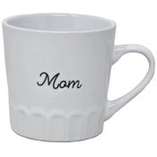 Wholesale - 16oz White Mug with Embossed Pattern and Debossed "Mom" C/P 24, UPC: 195010107686